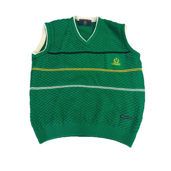 Blarney Castle Designs Sweater Vest Green Knit Ireland Logo Men's Large - Picture 1 of 8